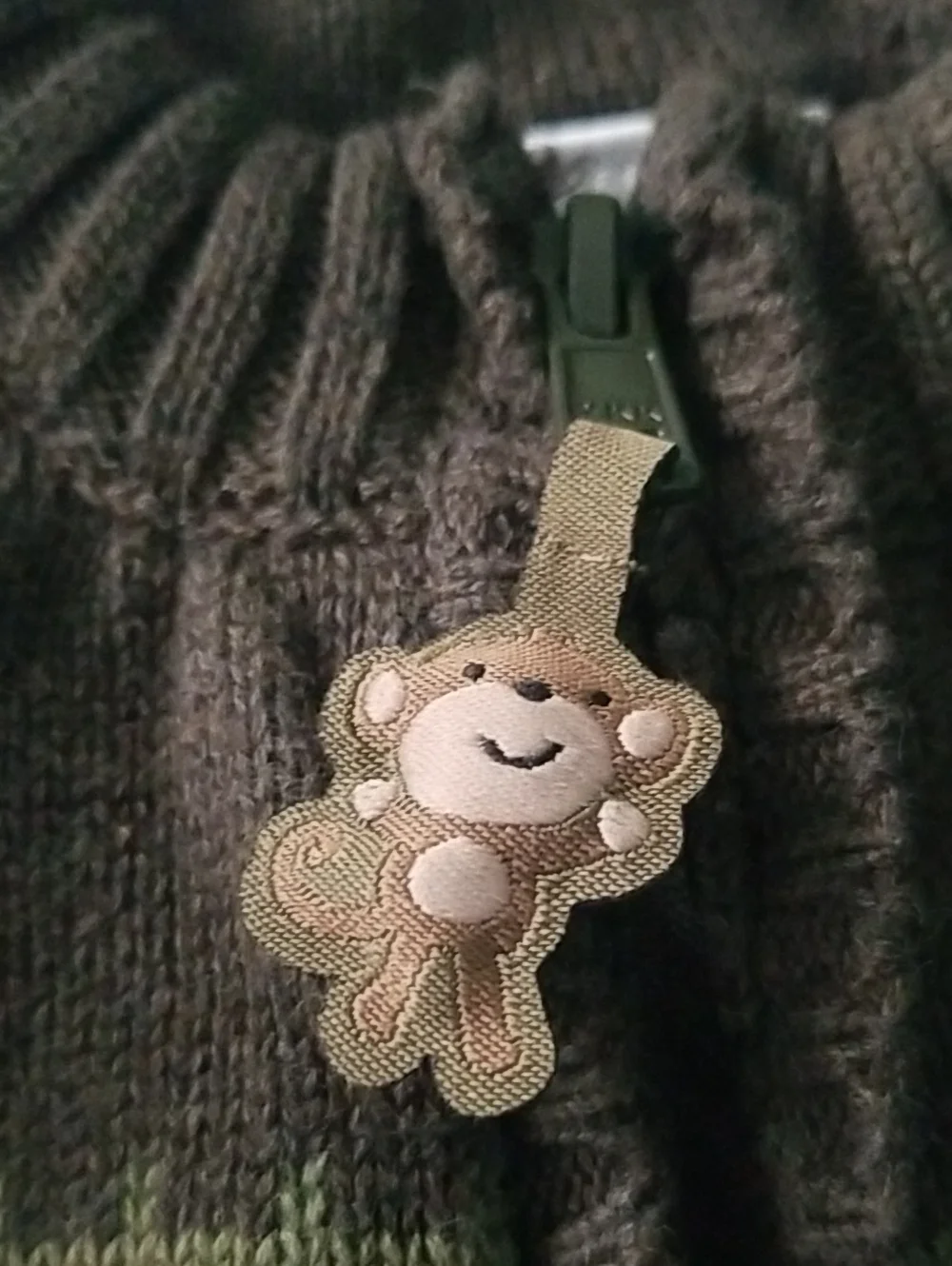 Baby Fair Isle Full Zip Cardigan Sweater Green w/ Monkey Zipper Pull Size 3-6 M